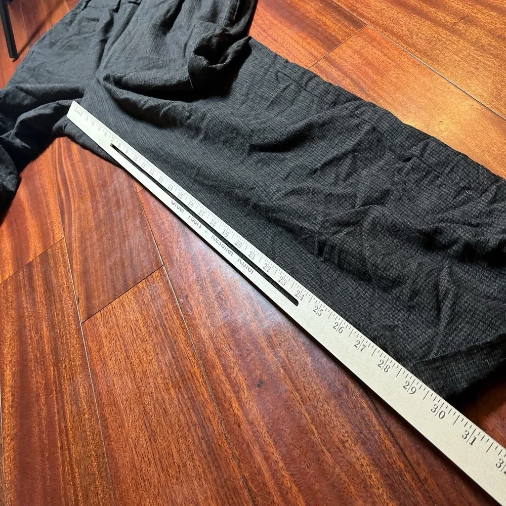Lauren Ralph Lauren Pants Men 40x32 Gray Wool Plaid Check Preppy Hem Cuffed Logo